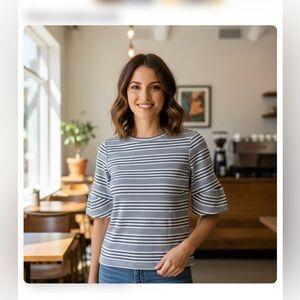 Banana Republic Navy and White Striped Top